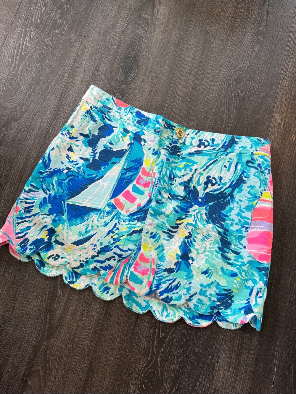 Like New! Lilly Pulitzer Collette Scalloped Hem Skort, Sz 6 - Hey Bey Bey Print
